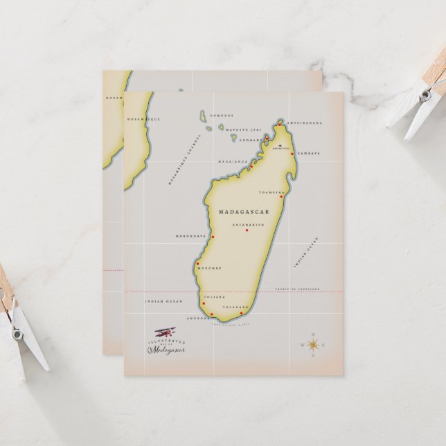 Illustrerad karta i Madagaskar (Fram/Back In Situ)