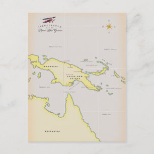 Illustrerad karta i Papua Nya Guinea Vykort