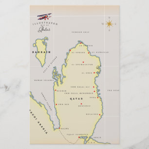 Illustrerad karta i Qatar Brevpapper