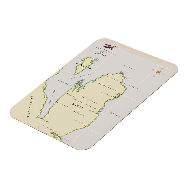 Illustrerad karta i Qatar Magnet (Vänstra Sidan)