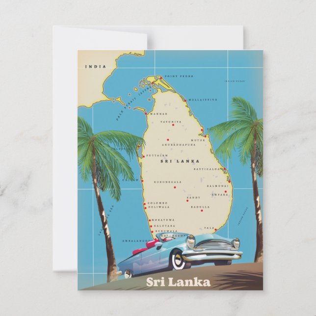Illustrerad karta i Sri Lanka (Baksida)