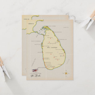 Illustrerad karta i Sri Lanka