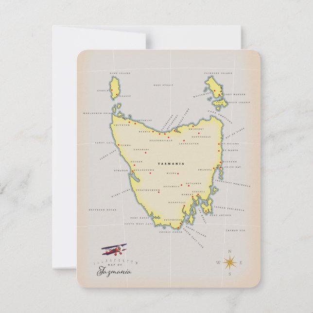 Illustrerad karta i Tasmania. (Baksida)