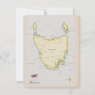 Illustrerad karta i Tasmania.