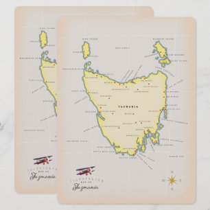 Illustrerad karta i Tasmania.