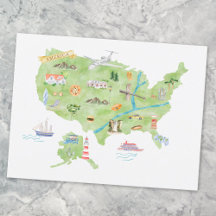 Illustrerad karta över Amerikas förenta stater