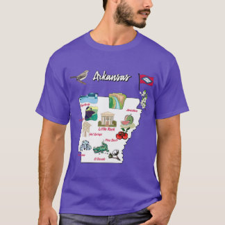 illustrerad karta över Arkansas i USA med de stora T Shirt