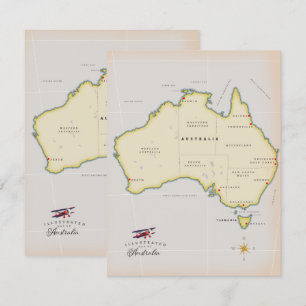 Illustrerad karta över Australien