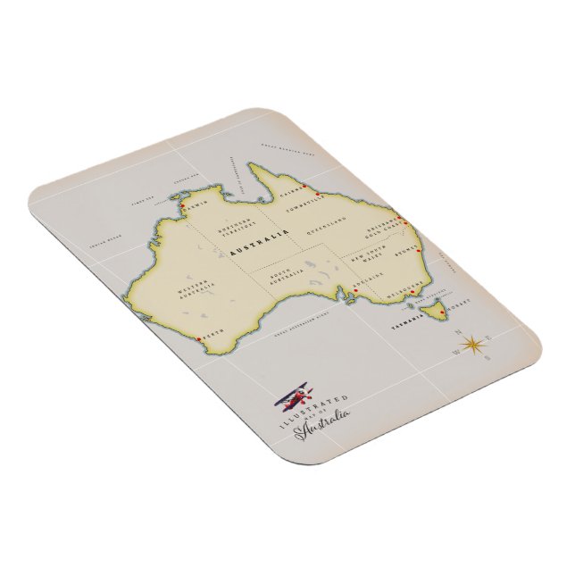 Illustrerad karta över Australien Magnet (Högersidan)