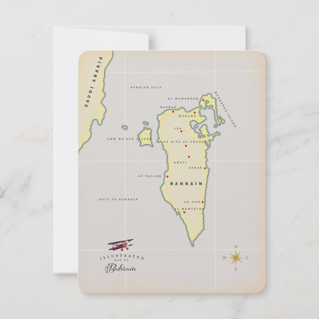 Illustrerad karta över Bahrain (Baksida)