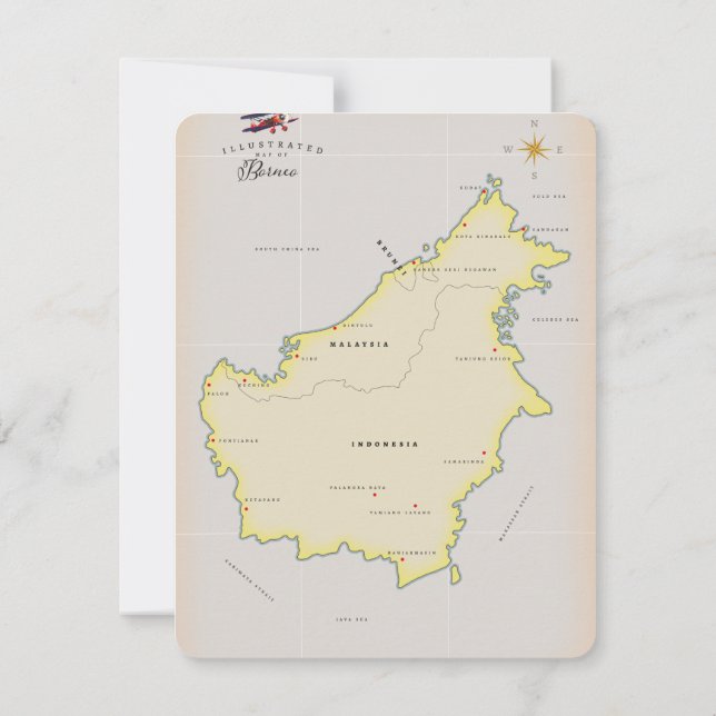 Illustrerad karta över Borneo (Baksida)
