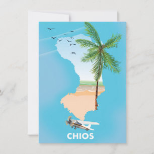 Illustrerad karta över Chios Grekland. Inbjudningar