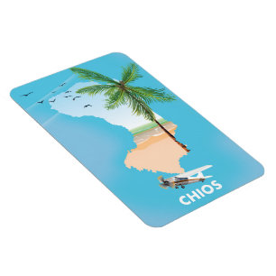 Illustrerad karta över Chios Grekland. Magnet