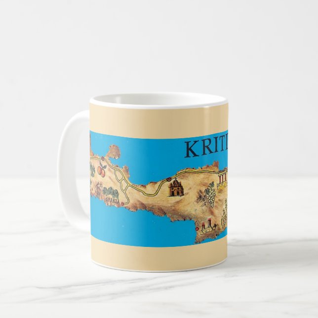 Illustrerad karta över den grekiska ön Kreta Mugg (Framsida vänster)