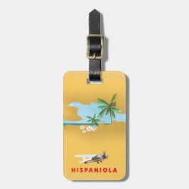 Illustrerad karta över Hispaniola. Bagagebricka