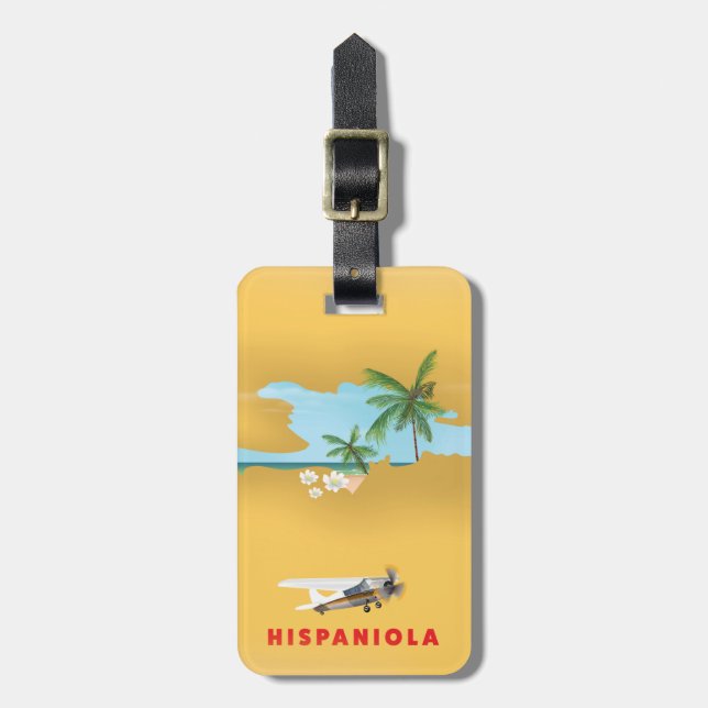 Illustrerad karta över Hispaniola. Bagagebricka (Vertikal Framsida)