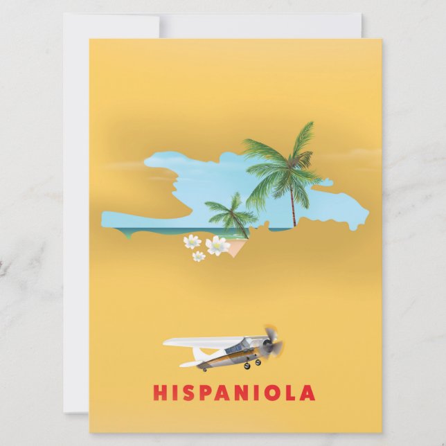 Illustrerad karta över Hispaniola. Inbjudningar (Framsida)