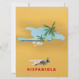 Illustrerad karta över Hispaniola. Inbjudningar