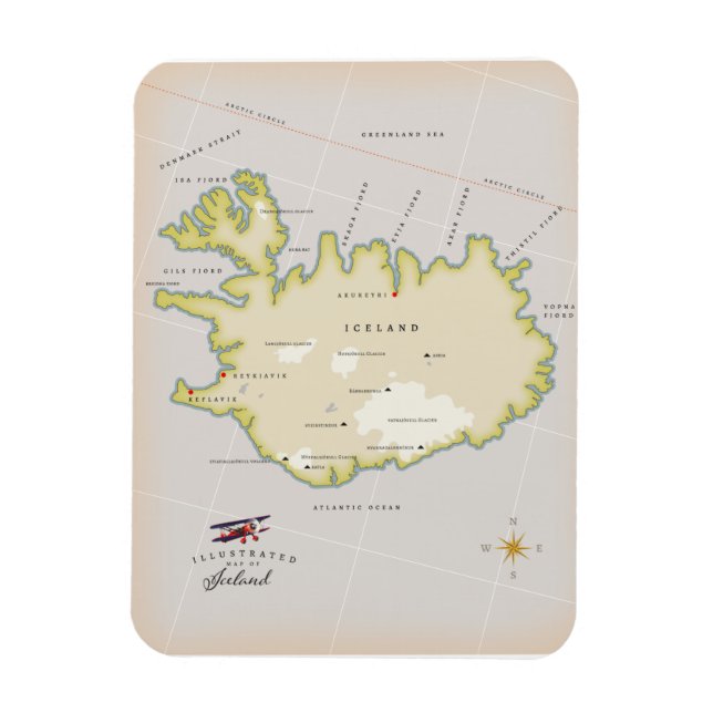 Illustrerad karta över Island Magnet (Vertikal)