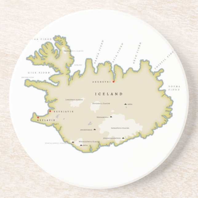 Illustrerad karta över Island Trivet Underlägg (Framsidan)
