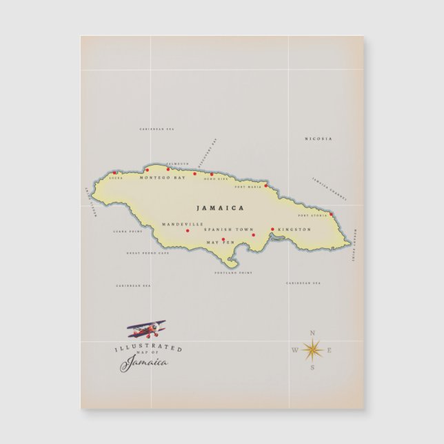 Illustrerad karta över Jamaica. (Framsida)