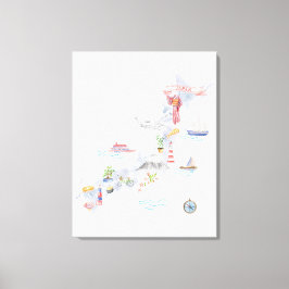 Illustrerad karta över Japan Canvastryck