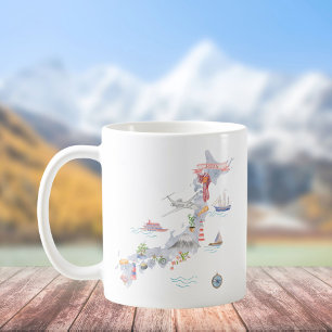 Illustrerad karta över Japan Japansk kultur Kaffemugg