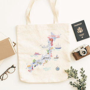 Illustrerad karta över Japan Japansk kultur Tygkasse