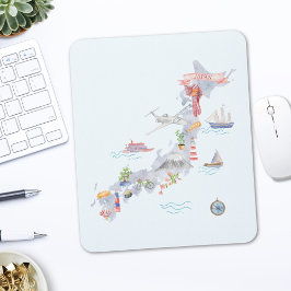 Illustrerad karta över Japan Musmatta