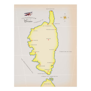 Illustrerad karta över Korsika Fototryck