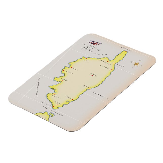Illustrerad karta över Korsika Magnet (Vänstra Sidan)