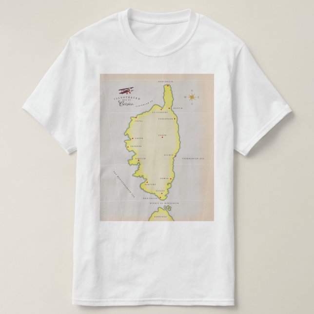 Illustrerad karta över Korsika T Shirt (Design framsida)