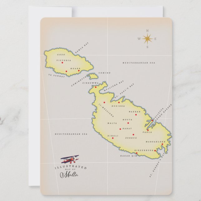 Illustrerad karta över Malta (Framsida)