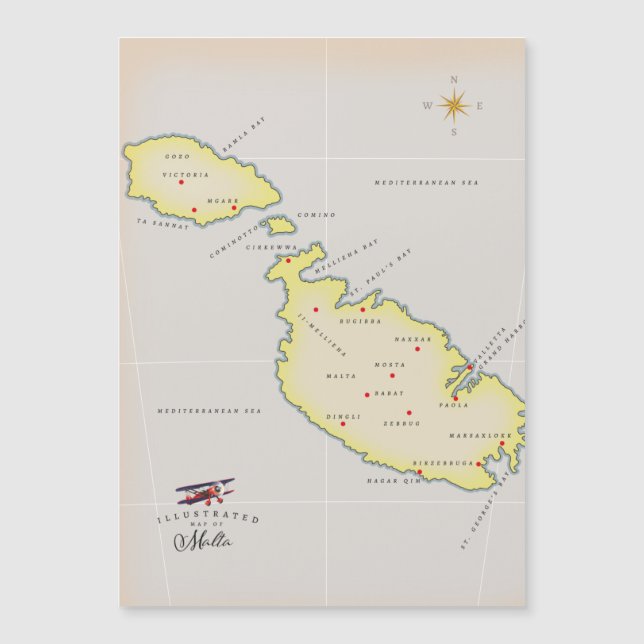 Illustrerad karta över Malta (Framsida)