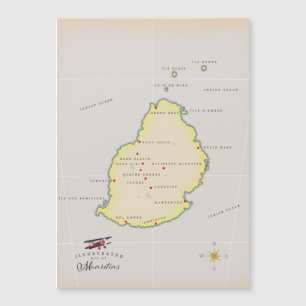 Illustrerad karta över Mauritius