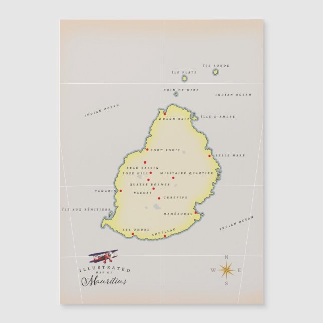 Illustrerad karta över Mauritius (Framsida)
