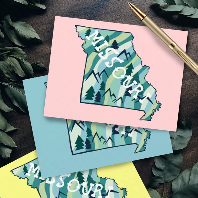 Illustrerad karta över Missouri State Vykort (Missouri illustrated map postcard in multiple color options!)
