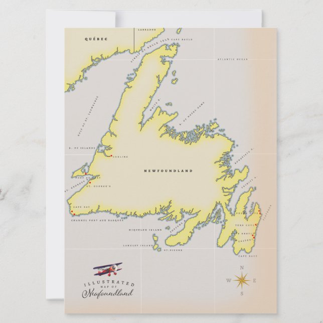 Illustrerad karta över Newfoundland. (Baksida)