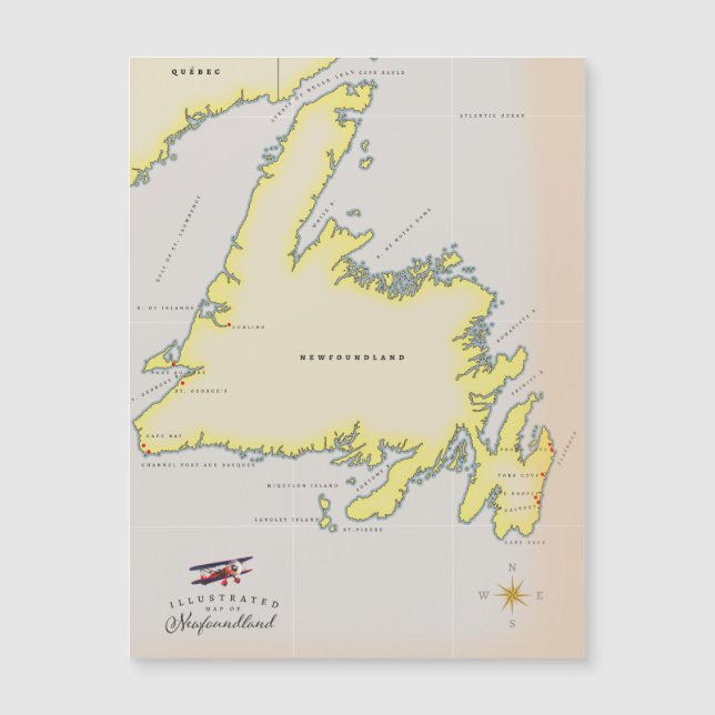 Illustrerad karta över Newfoundland. (Framsida)