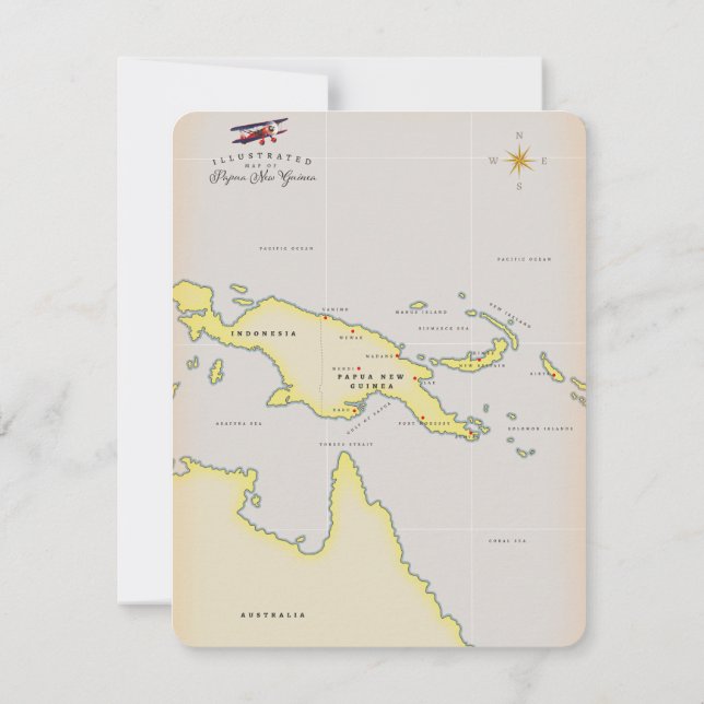 Illustrerad karta över Papua Nya Guinea (Baksida)