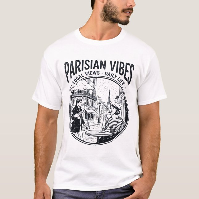 Illustrerad karta över Paris Frankrike Stadsscen T Shirt (Framsida)