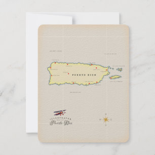 Illustrerad karta över Puerto Rico.