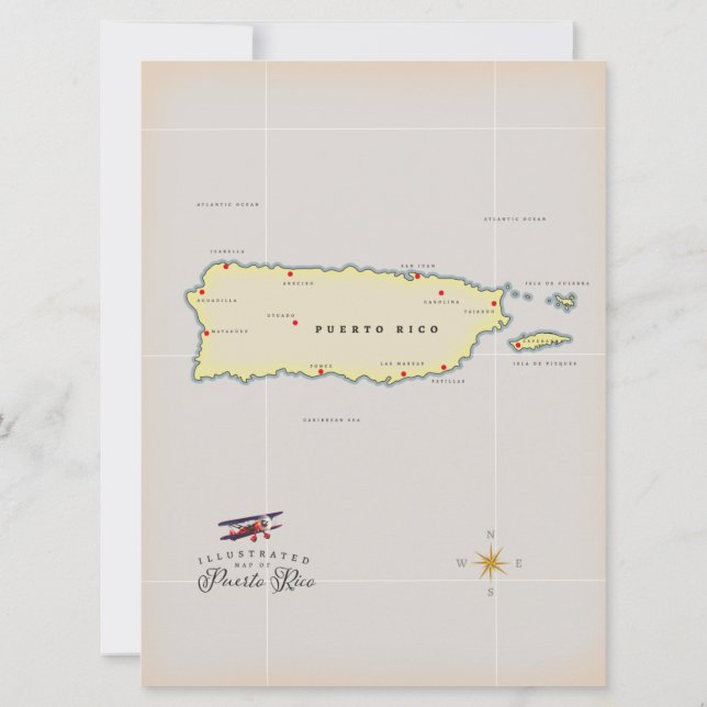 Illustrerad karta över Puerto Rico. (Baksida)