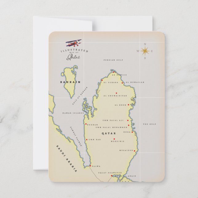Illustrerad karta över Qatar (Baksida)