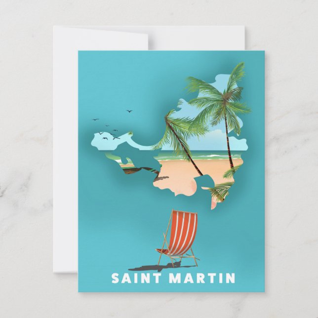 Illustrerad karta över Saint Martin. (Framsida)