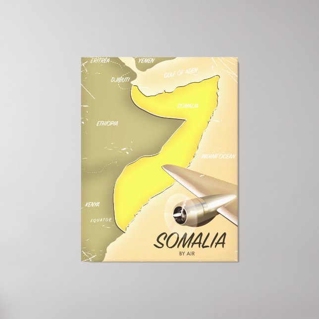 illustrerad karta över Somalia Canvastryck (Framsida)