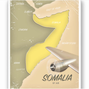 illustrerad karta över Somalia Klistermärken