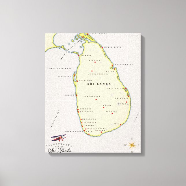 Illustrerad karta över Sri Lanka Canvastryck (Framsida)