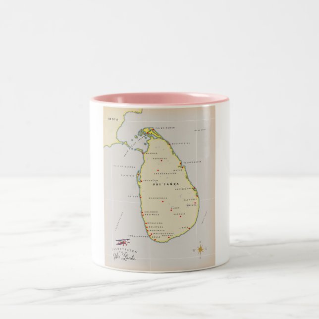 Illustrerad karta över Sri Lanka Två-Tonad Mugg (Center)