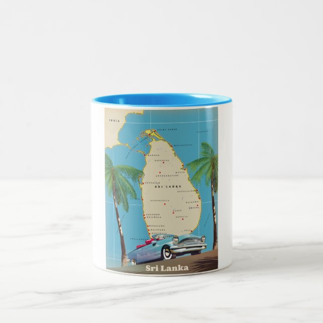 Illustrerad karta över Sri Lanka Två-Tonad Mugg (Center)